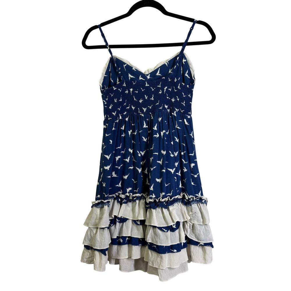 STELLA TWEED  Dress Large Spaghetti Strap Drop Waist Ruffle Tiered Hem‎ Smocked